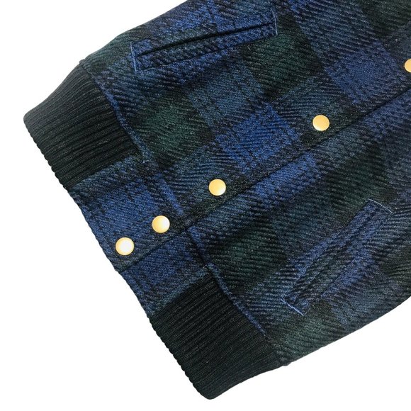 J. Crew Wool Blend Academia Varsity Plaid Bomber Jacket Tartan Preppy Size XS - Picture 5 of 9